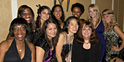 Pictured are cast members of Maurer Productions' "AIDA," which won four 2012 Perry Awards, including Outstanding Production of a Musical. Pictured front, from left are Cheryl King, Sheilla Telo Kraft, Beverly Kuo Hamilton, and Jane Coult. Pictured back, from left are Yakenya Moise, Alexa Lupinacci, Meera Mohan, Leia Rochester, Kimberly Suskind, and Melissa Geerloff. Also among the night's winners was Pennington Players' Beverly Kuo-Hamilton, who won Outstanding Stage Manager for “13 The Musical”. Photo by Robert Gougher